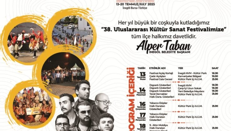 İnegöl’de 38. Uluslararası Kültür Sanat Festivali Başlıyor