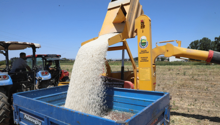 İnegöl’de Kuru Fasulye Hasat Makinesi Mesaiye Başladı