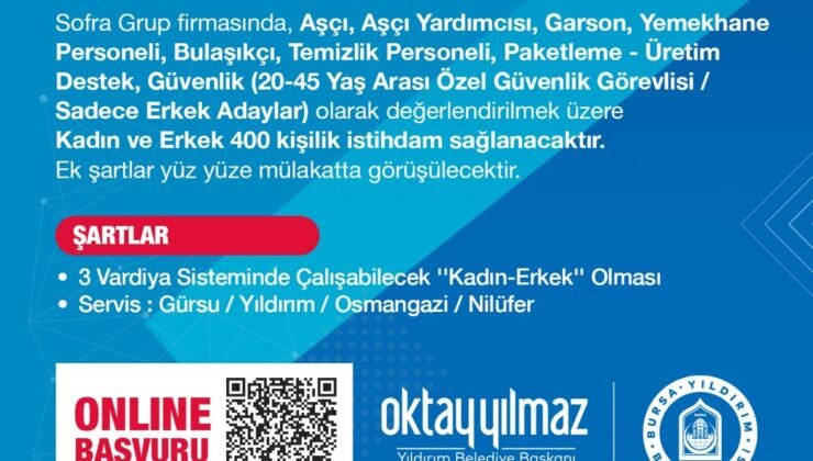 Yıldırım Belediyesi’nden 400 Kişiye İş İmkanı