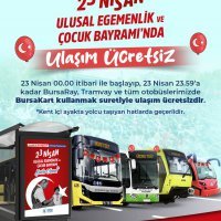 Bursa’da 23 Nisan Çocuk Bayramında Toplu Ulaşım Ücretsiz