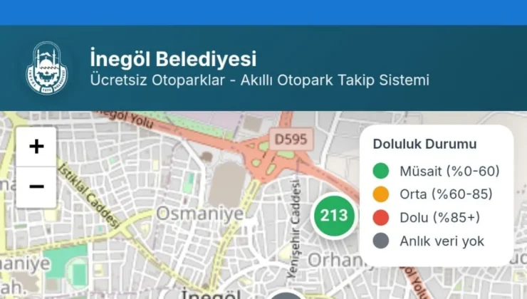 İnegöl’de Ücretsiz Otoparkların Anlık Doluluk Oranı Artık Cep Telefonunuzda