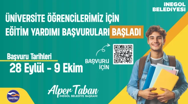 İnegöl Belediyesi’nin Üniversite Öğrencilerine Eğitim Yardımı Başvuruları 28 Eylül’de Başladı