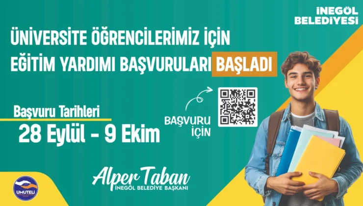 İnegöl Belediyesi’nin Üniversite Öğrencilerine Eğitim Yardımı Başvuruları 28 Eylül’de Başladı