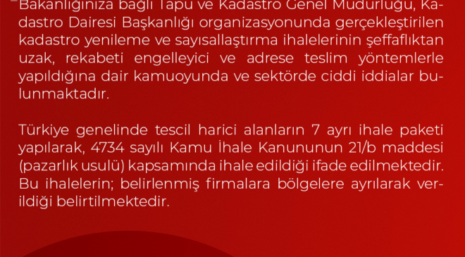 Kadastro ihalelerinde “Adrese Teslim” iddiaları Meclis Gündeminde